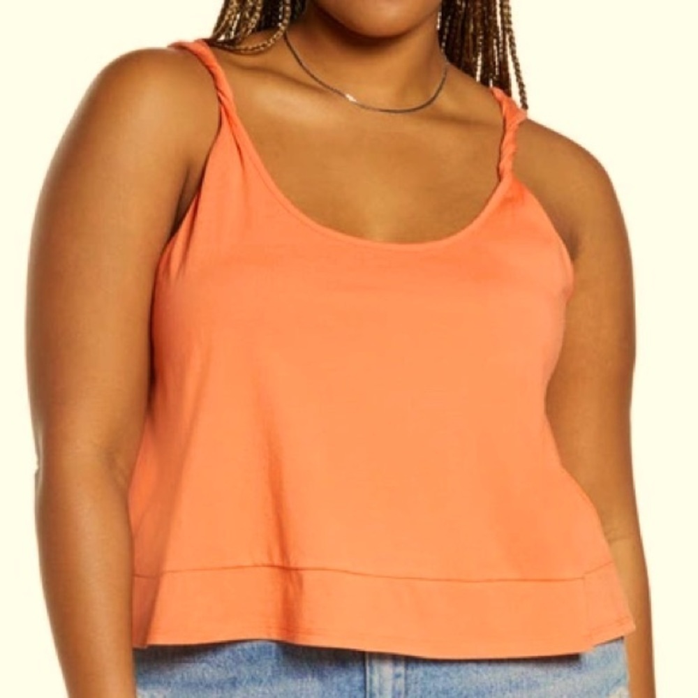 NWT BP. Nordstrom Twist Strap Boxy Fit Crop Tank, Size 1X